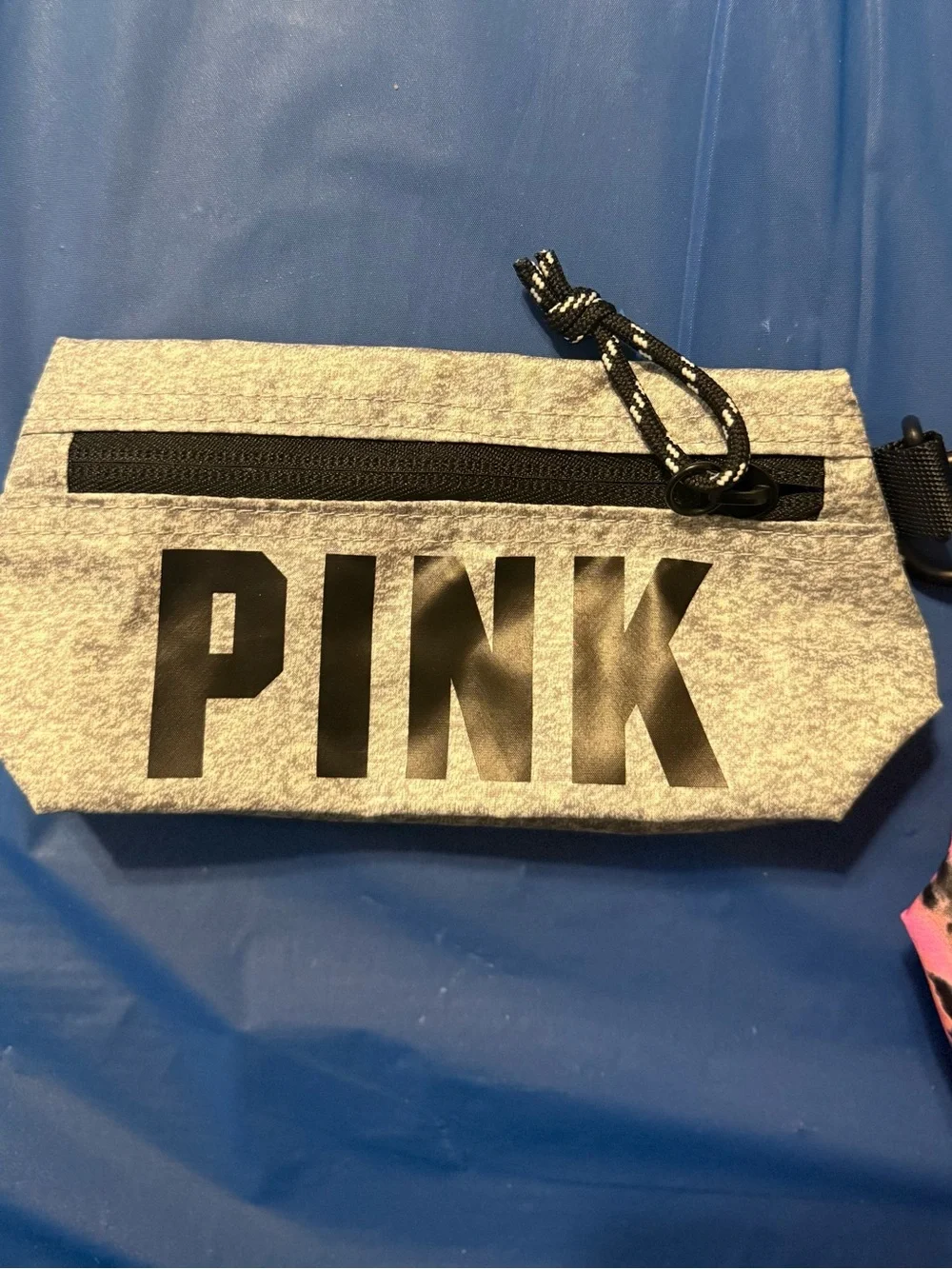 PINK Gray Logo Pouch + Multicolor Tie-Dye Travel Pouch